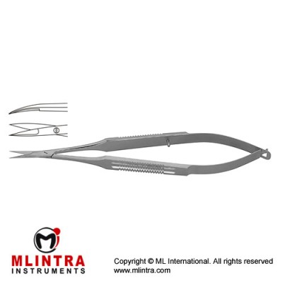 Micro Scissor Curved - Flat Handle Stainless Steel, 23 cm - 9" Blade Size 10 mm